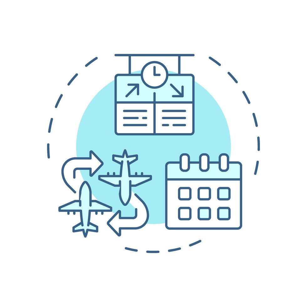 Traffic flow management soft blue concept icon. Time, schedule. Flight route, coordination. Round shape line illustration. Abstract idea. Graphic design. Easy to use in article, blog post vector