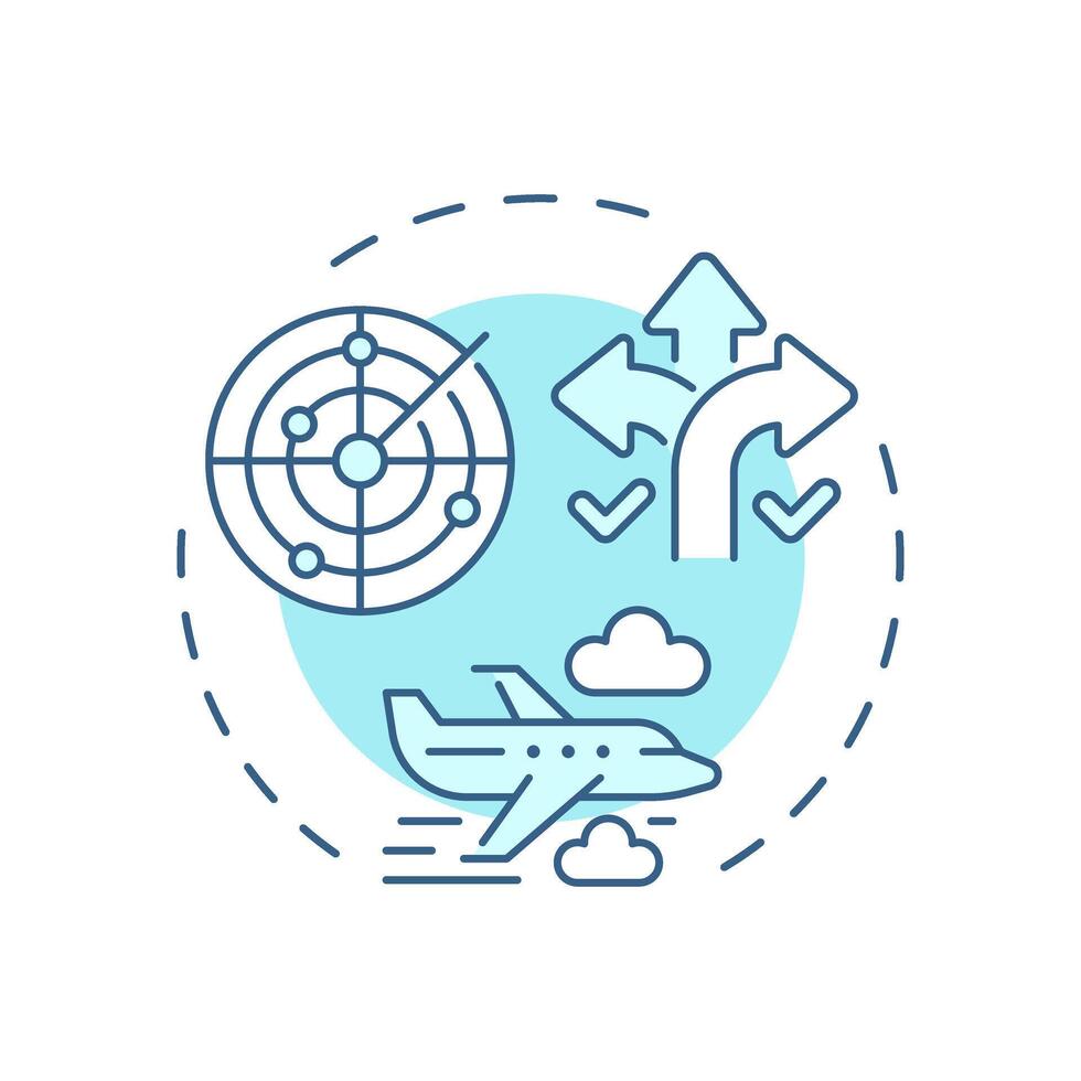 Area control service soft blue concept icon. Radar system. Route management, organization. Round shape line illustration. Abstract idea. Graphic design. Easy to use in article, blog post vector