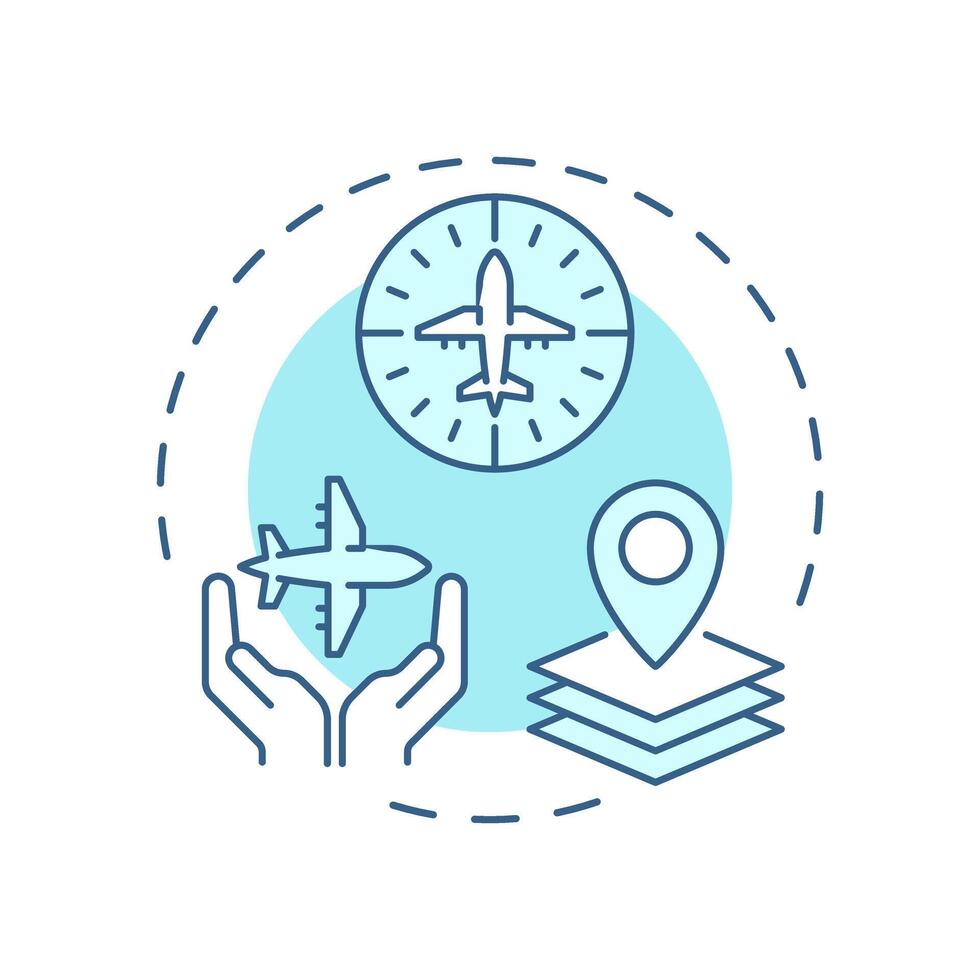 Aeronautical navigation soft blue concept icon. Aircraft tracking, flight management. Round shape line illustration. Abstract idea. Graphic design. Easy to use in article, blog post vector