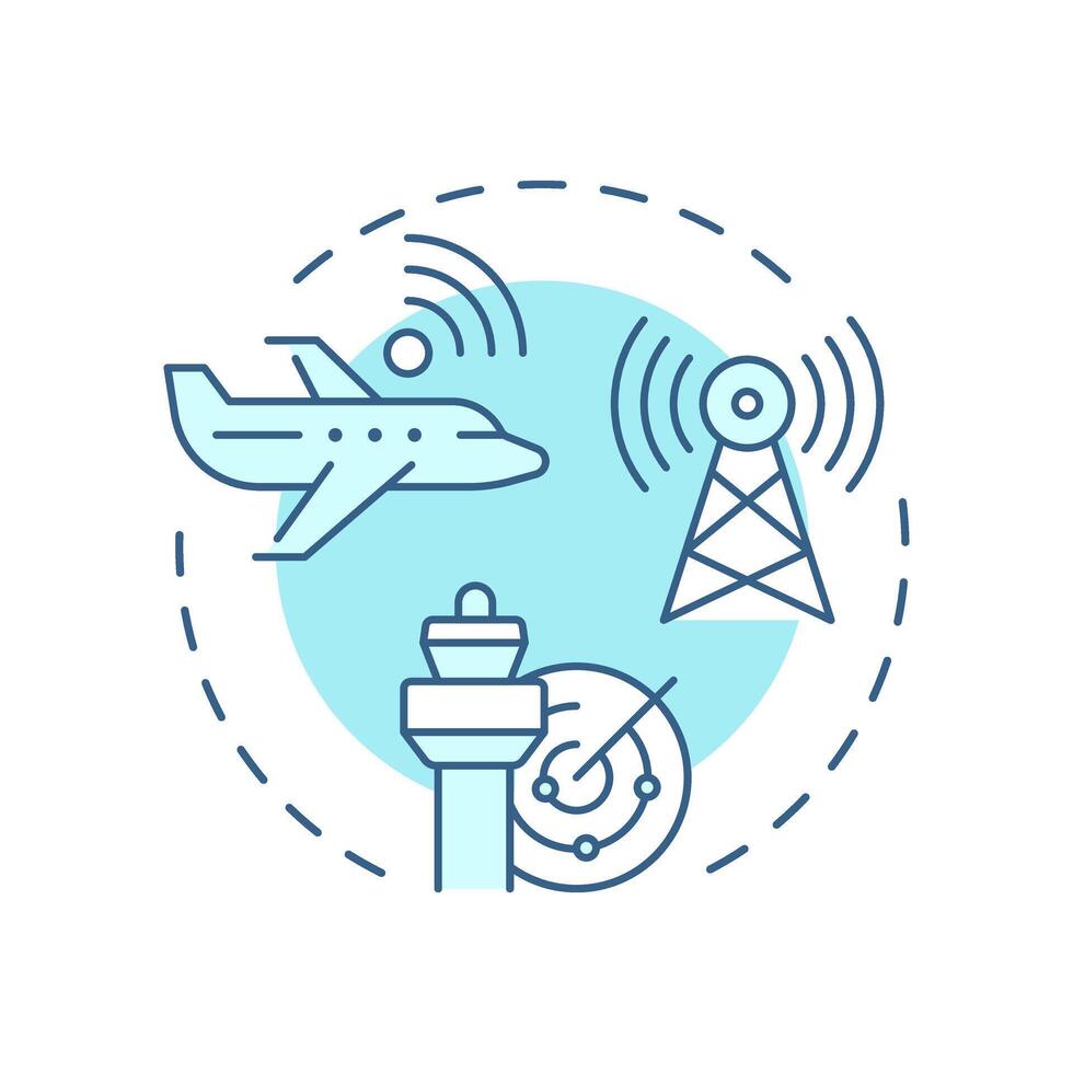 Aeronautical communication soft blue concept icon. Tower control, technology. Flight management. Round shape line illustration. Abstract idea. Graphic design. Easy to use in article, blog post vector