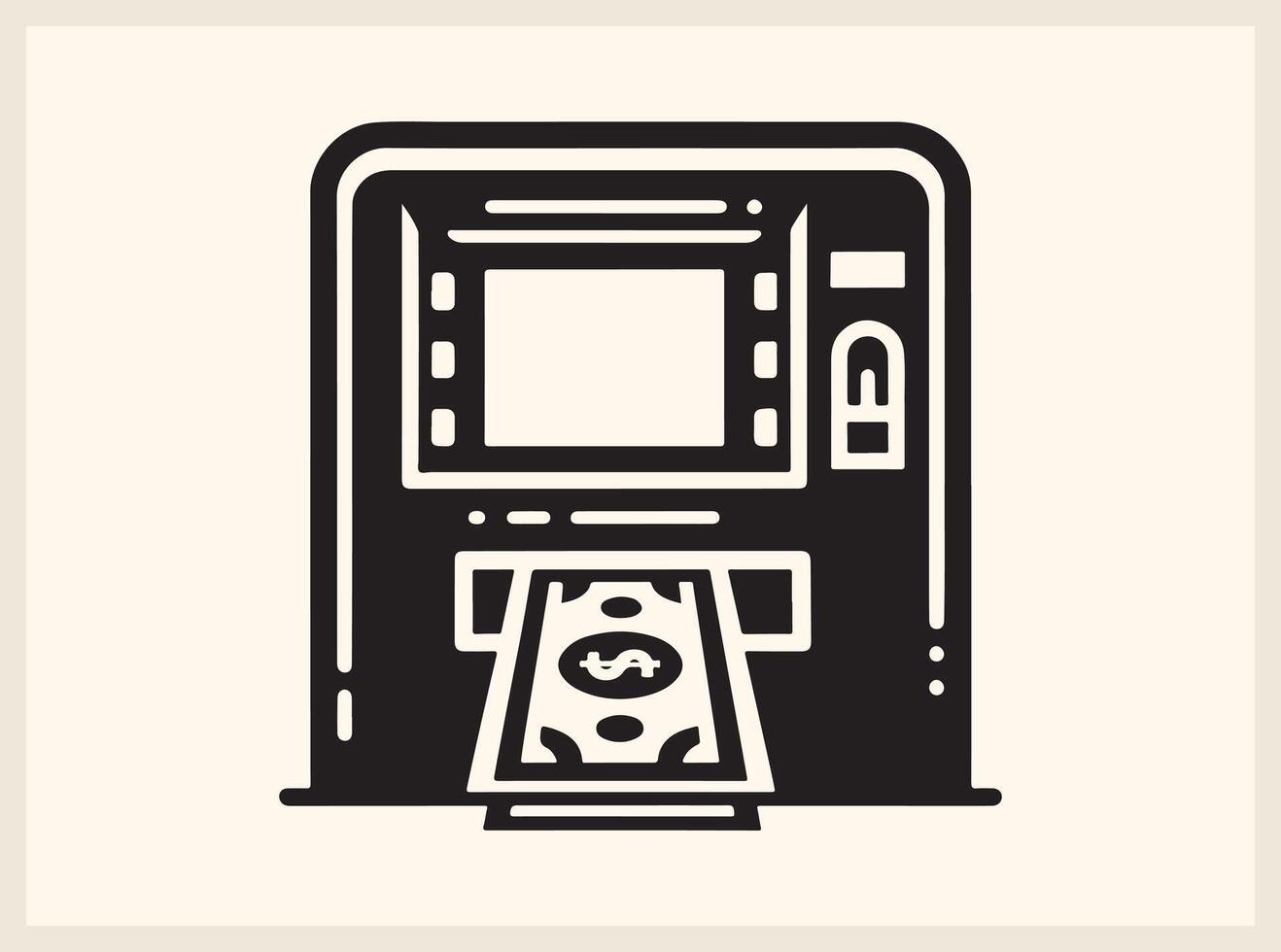 Money Dispensing from ATM Silhouette Concept vector