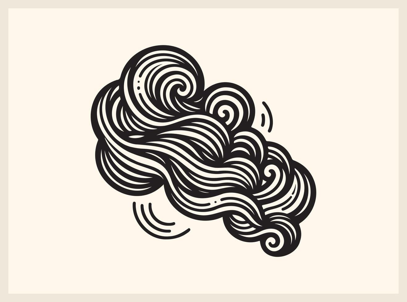 Swirling Wispy Cloud Linecut Design for Elegant Art vector