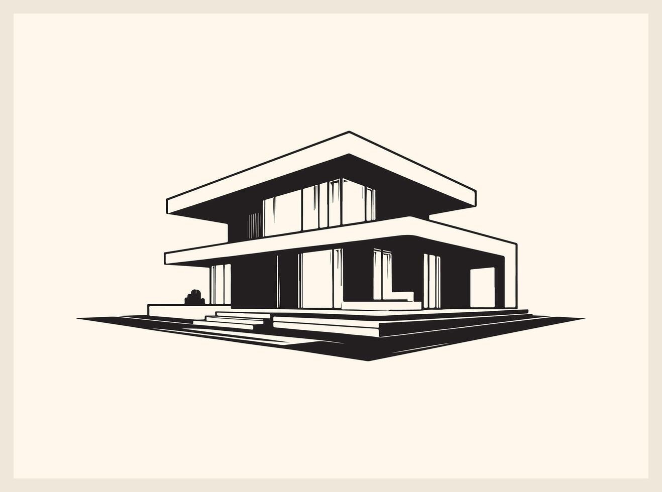 Contemporary Minimalist Home with Neutral Design vector