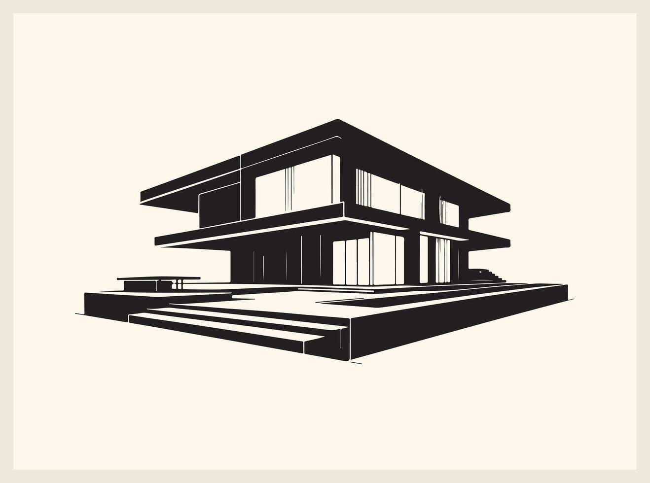 Clean and Simple Modern Minimalist House Outline vector