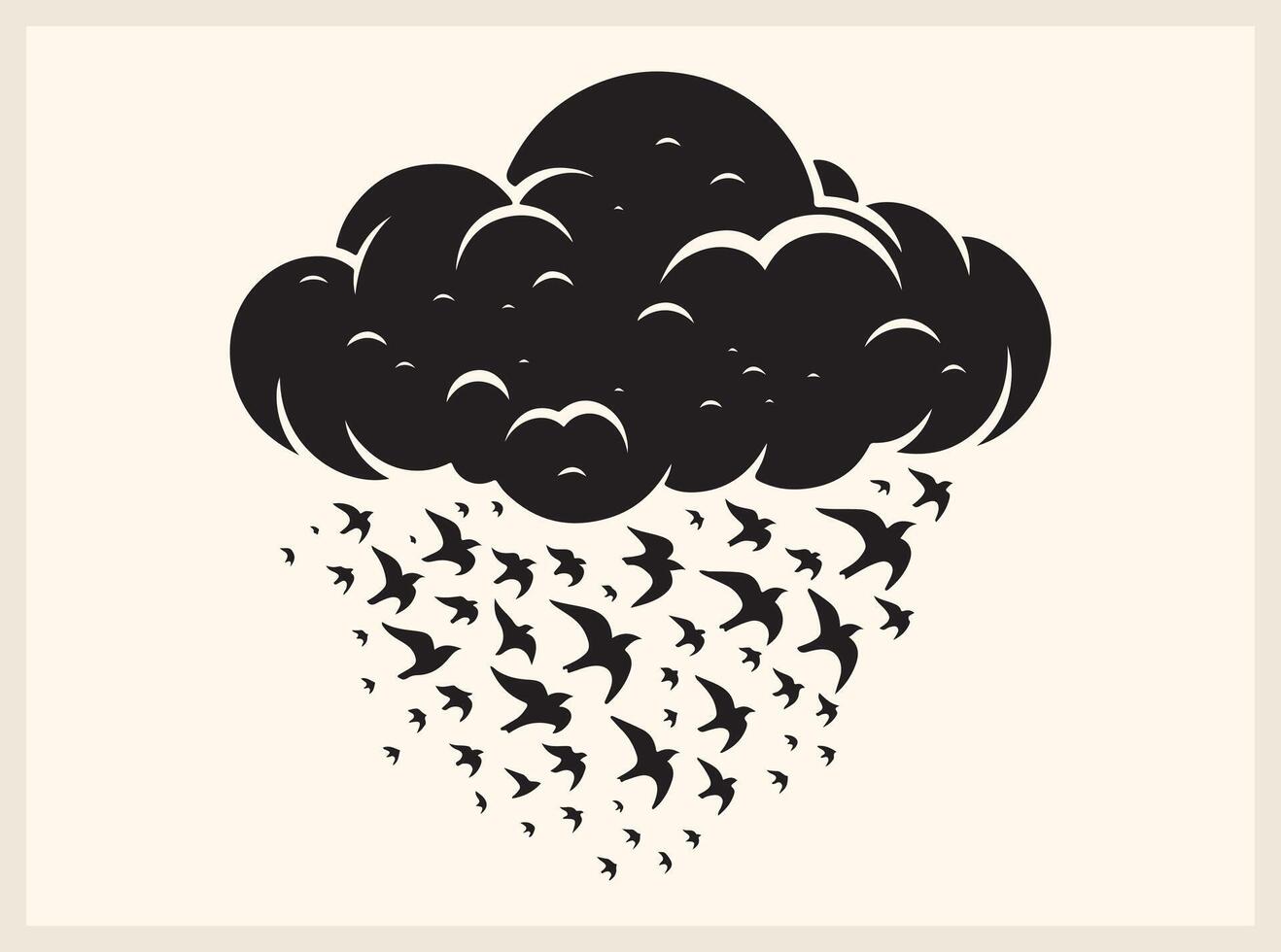 Dreamy Cloud with Birds in Flight Silhouette vector