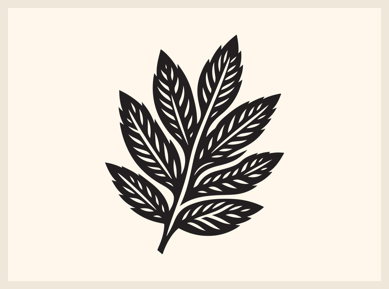 Minimal Leaf Outline with Linecut Detail vector