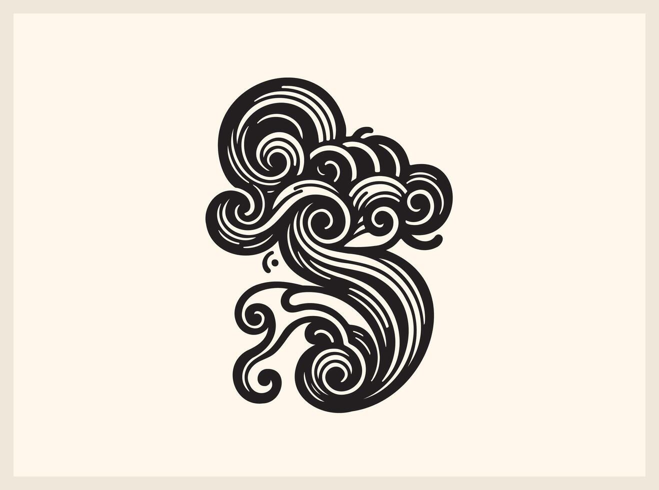 Dreamy Wispy Cloud Design with Elegant Linecut Swirls vector
