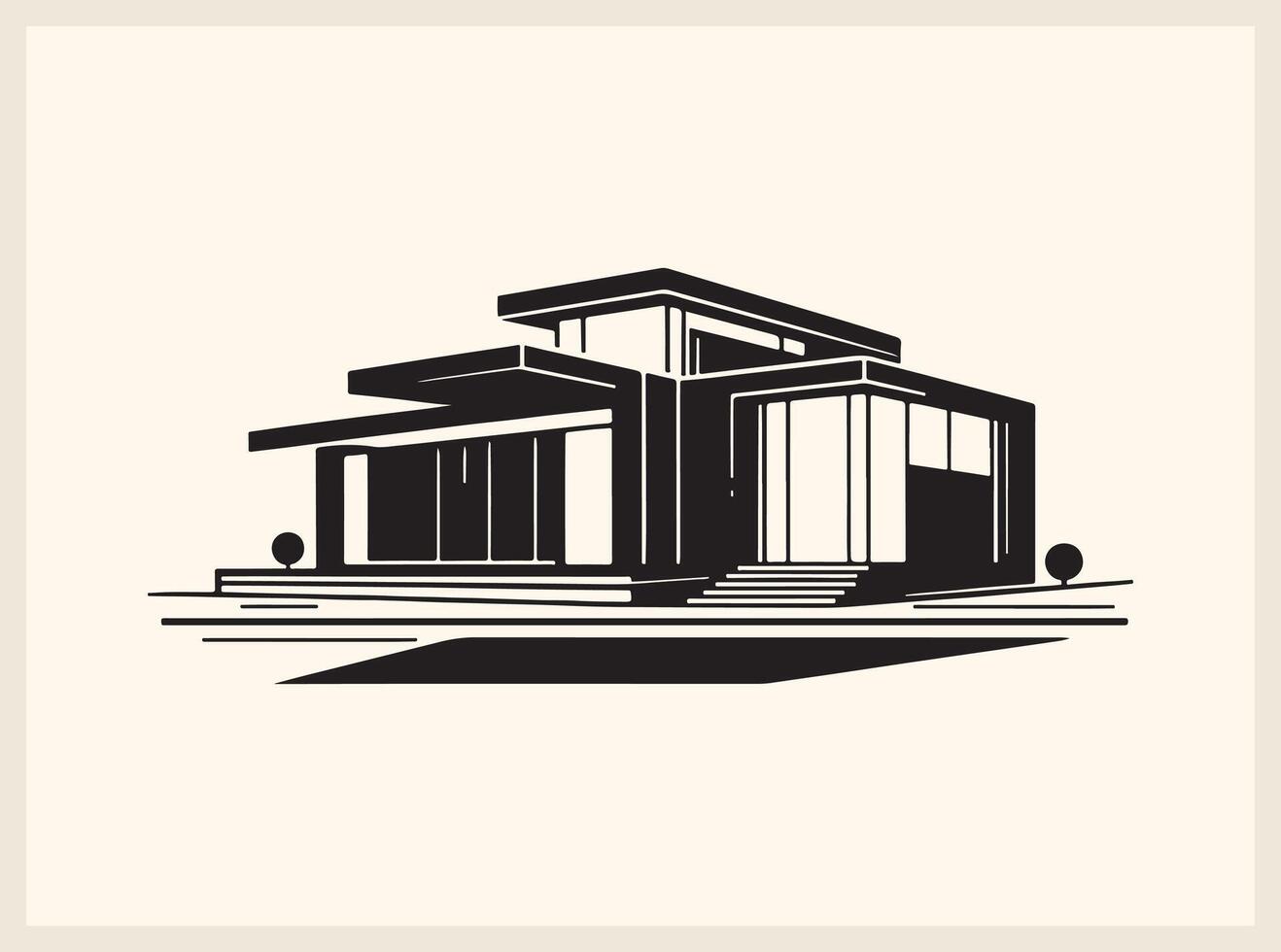 Stylish Modern Minimalist Home for Contemporary Living vector