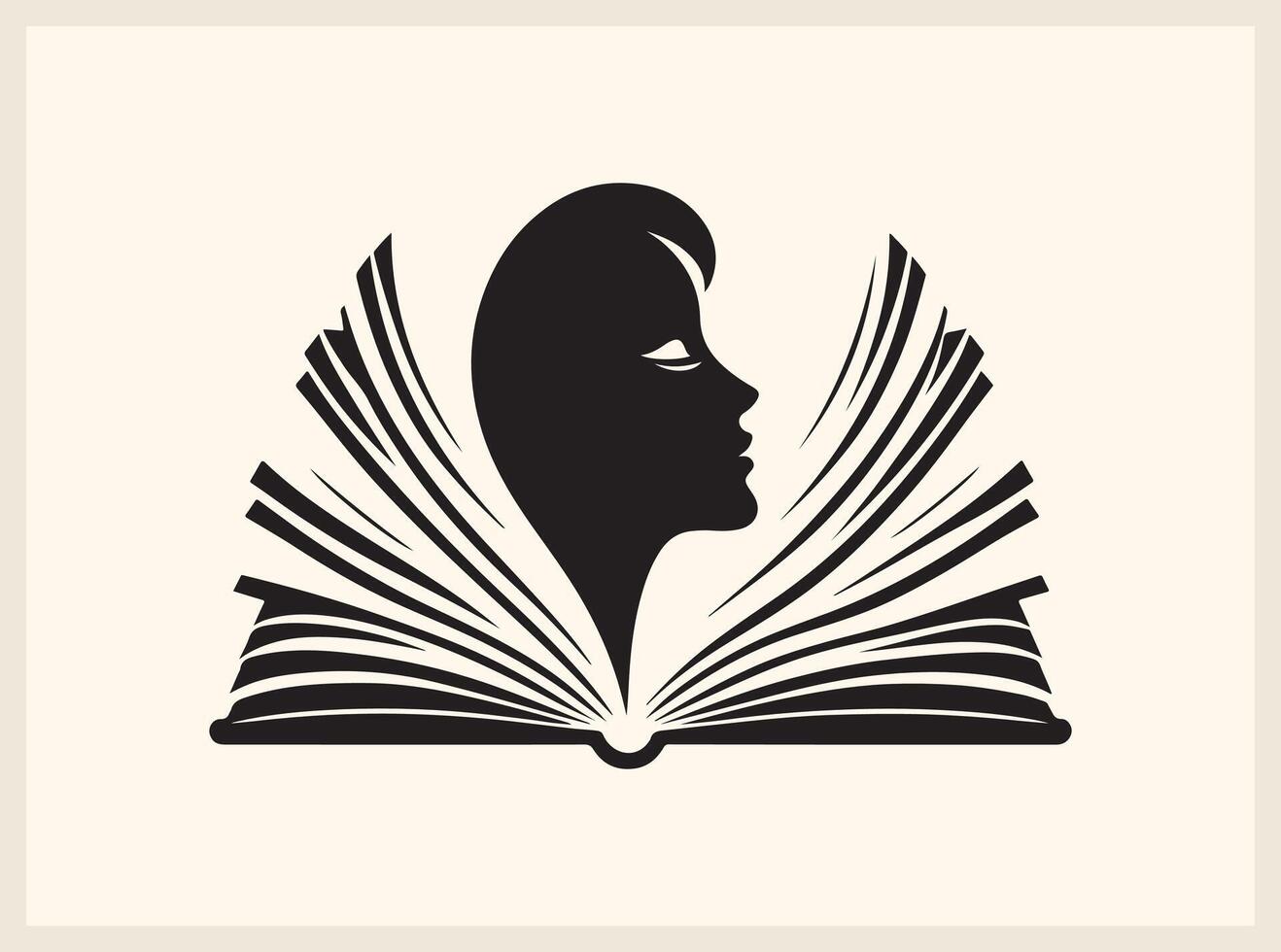 Open Book Pages Creating a Thoughtful Face Silhouette vector