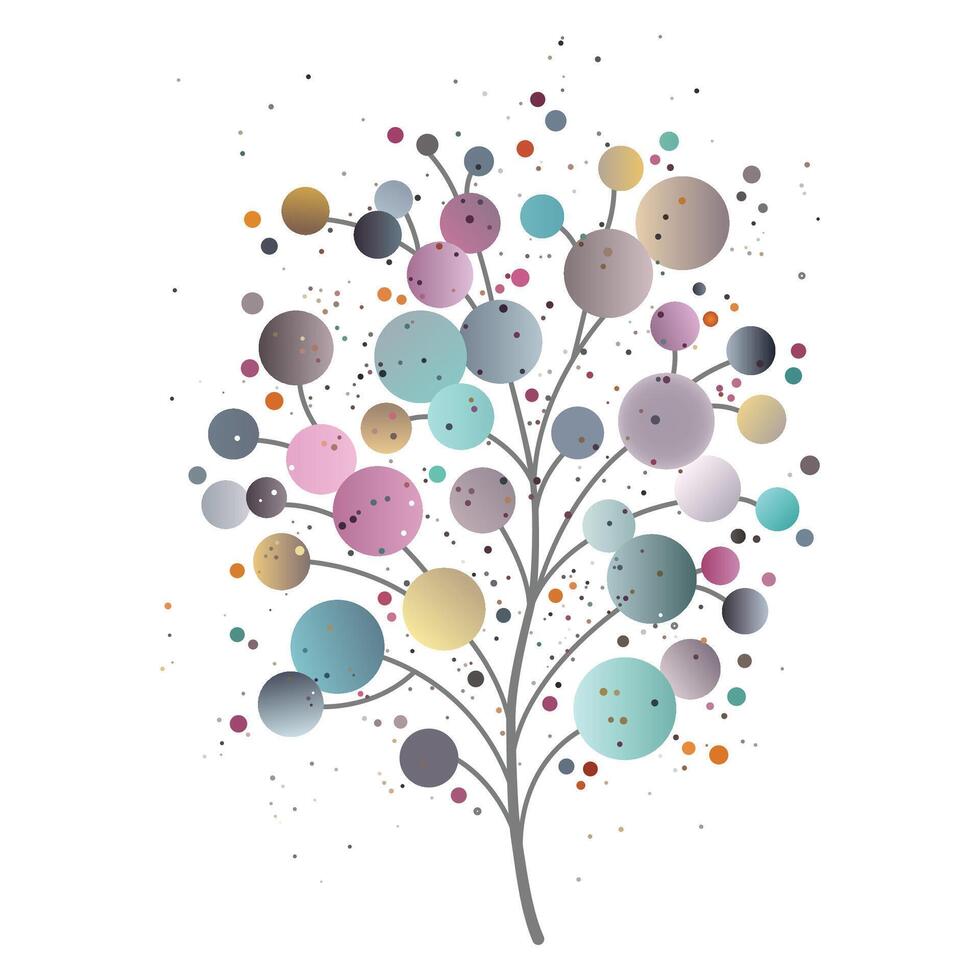 illustration of Abstract Geometric Tree with Colorful Spheres vector