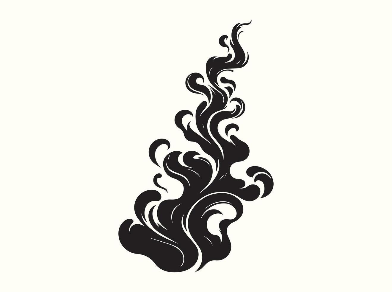 Abstract Black Smoke Silhouette on a White Canvas vector