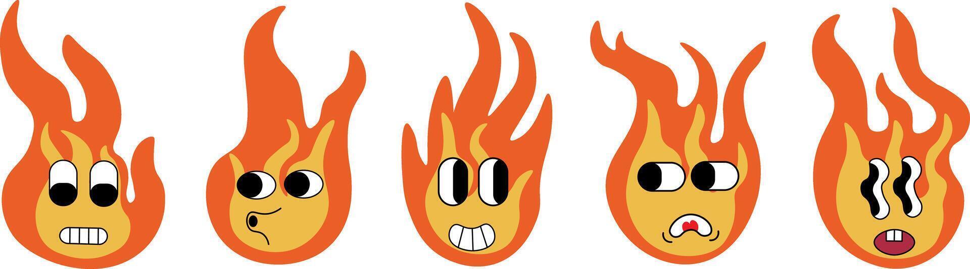 fire characters set in hand drawn style vector