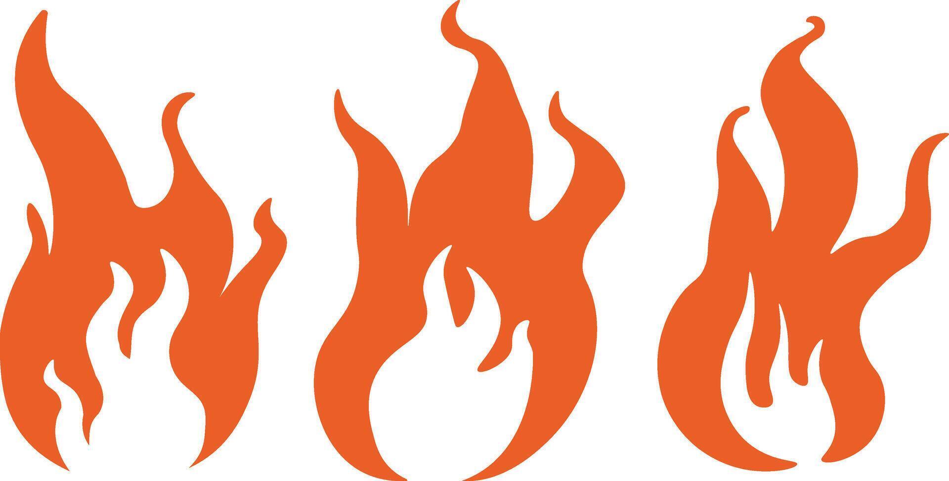 red shape fire set in hand drawn style vector