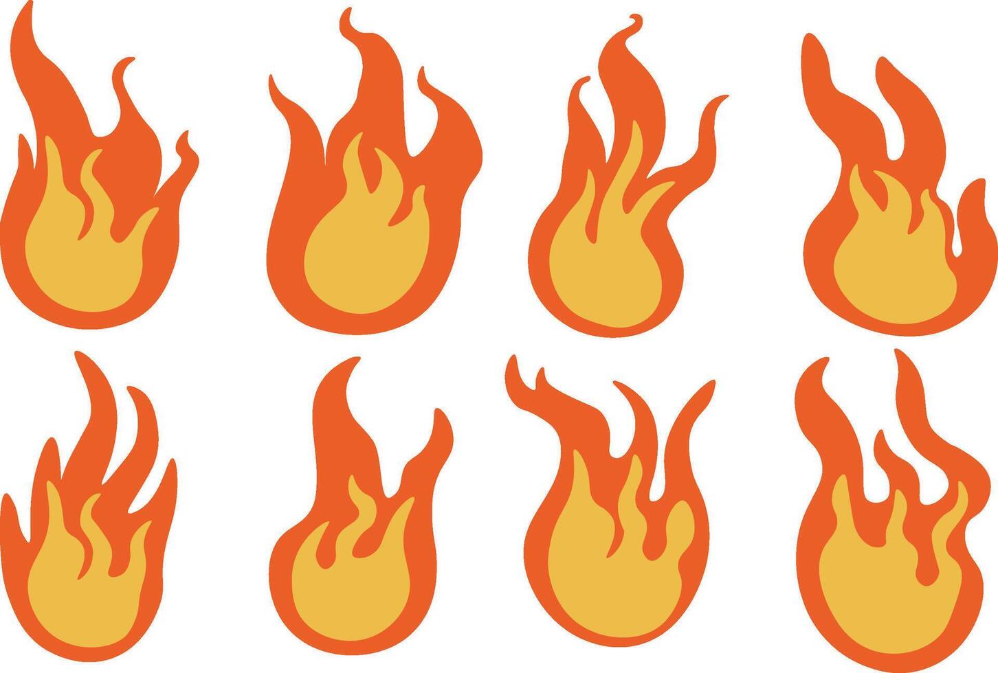 colored shape fire set in hand drawn style vector