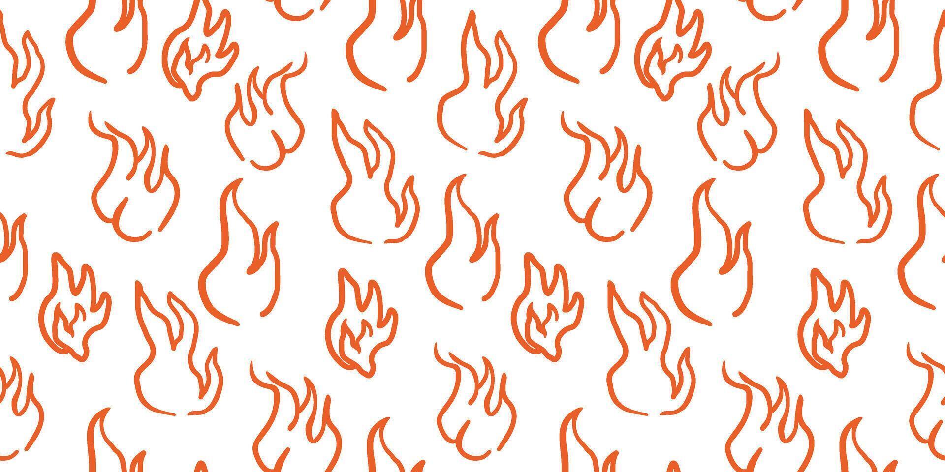seamless pattern with red linear flame vector