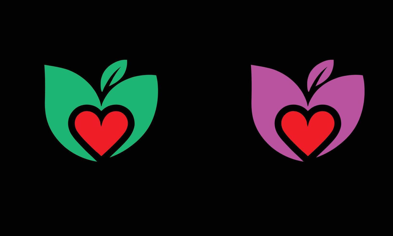 heart with love leaf logo vector