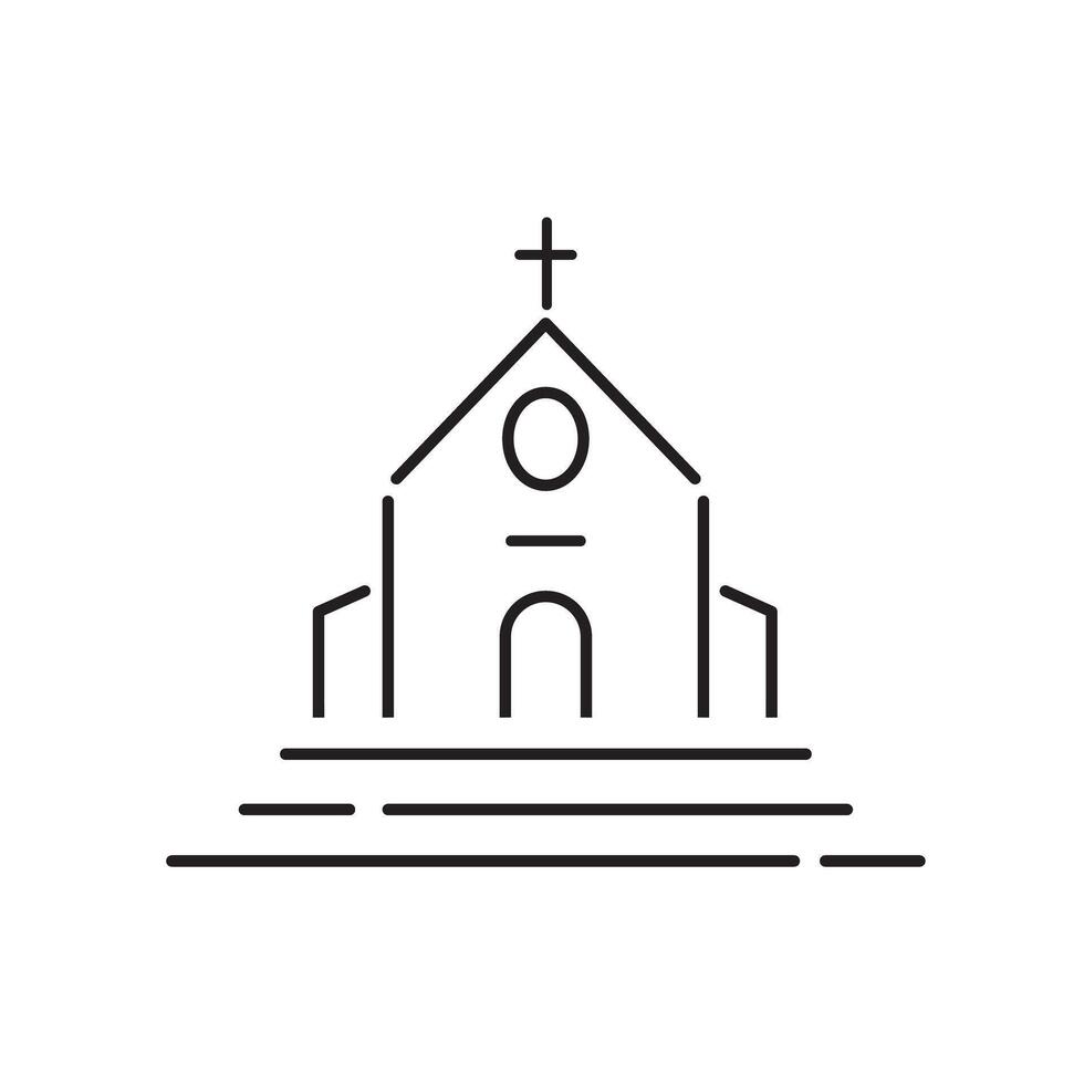 Church, line icon, , sign. vector