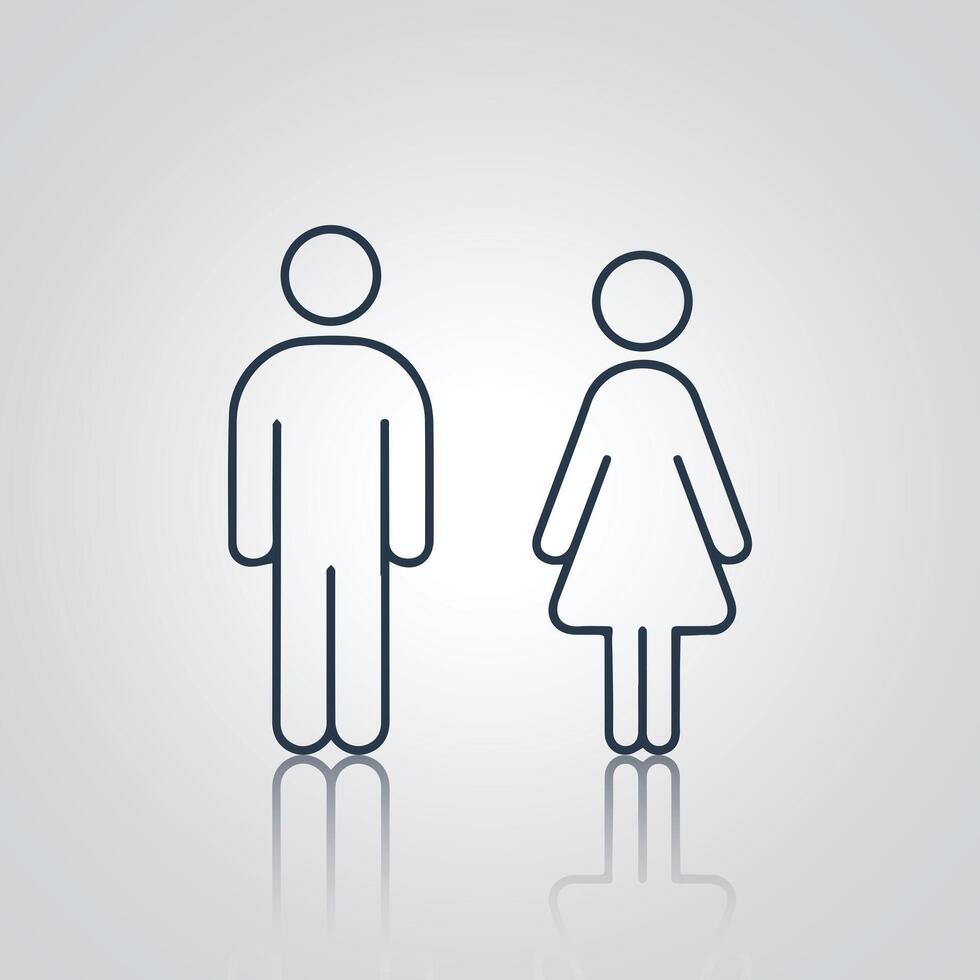 Pictograms of a boy and a girl, Toilet Doors signs, icons, in outline art vector