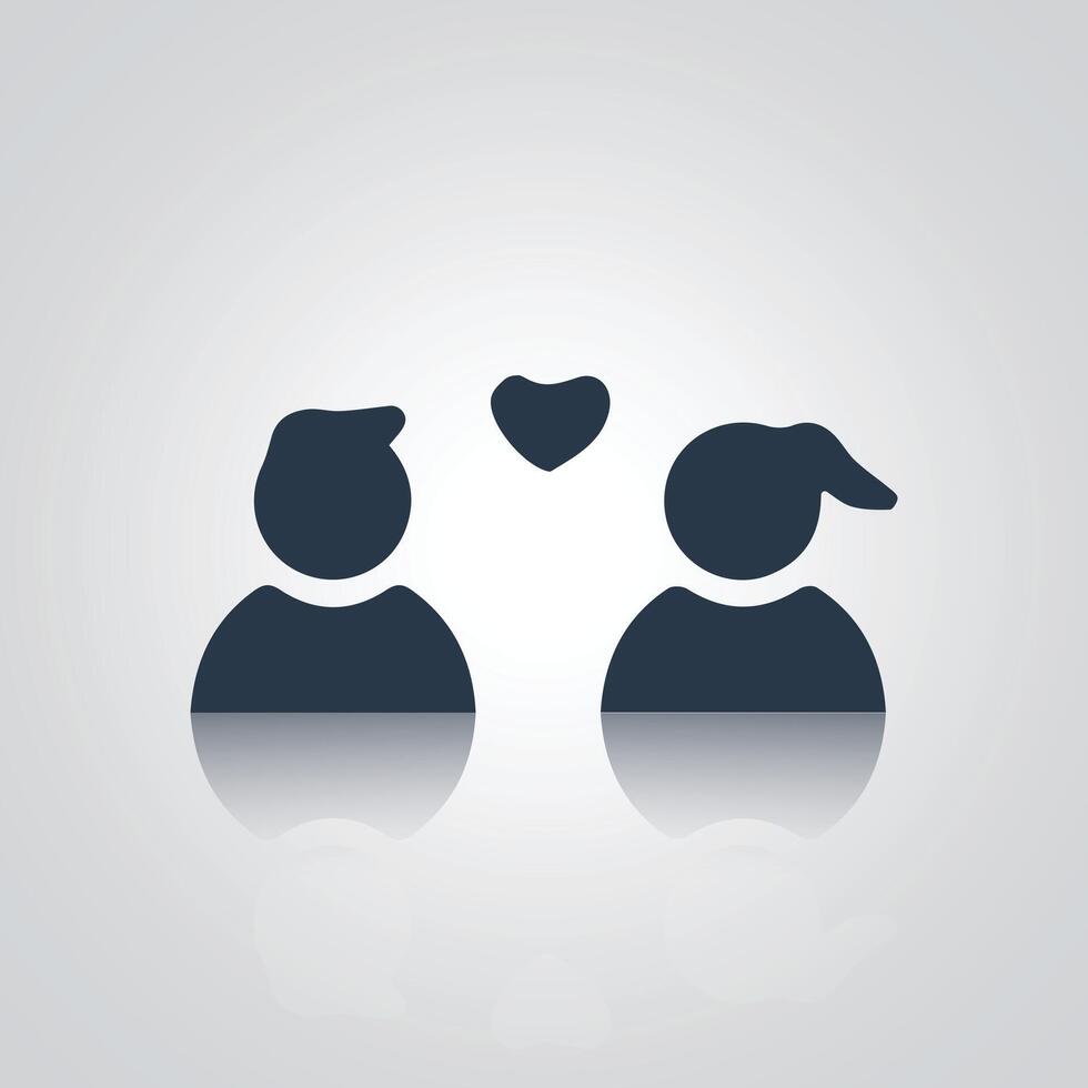 Pictograms of a man and a woman in love and relationship icons, an avatar, a character of unisex vector