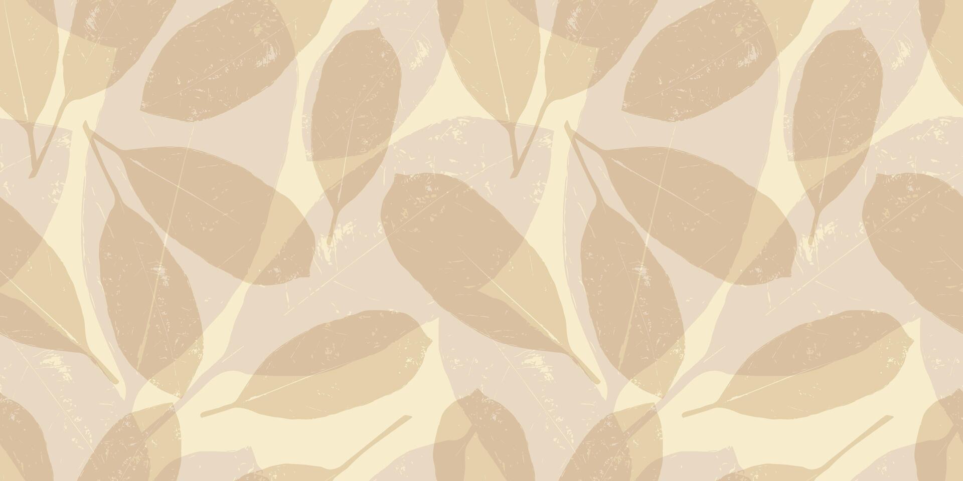 Vintage seamless pattern with shabby leaves. Scratched leaves pattern in brown tones. Background for vintage, autumn, spring banners, cards, invitations, advertising vector