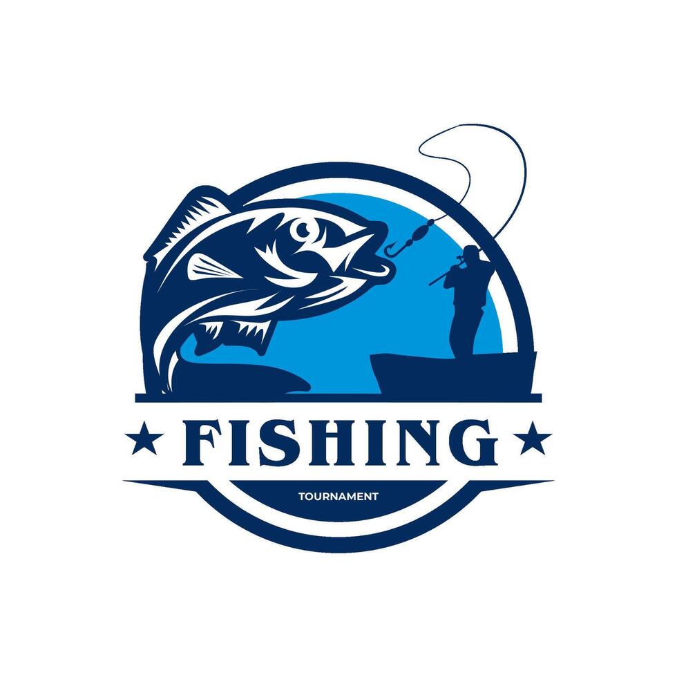 fishing fish jumping logo template vector