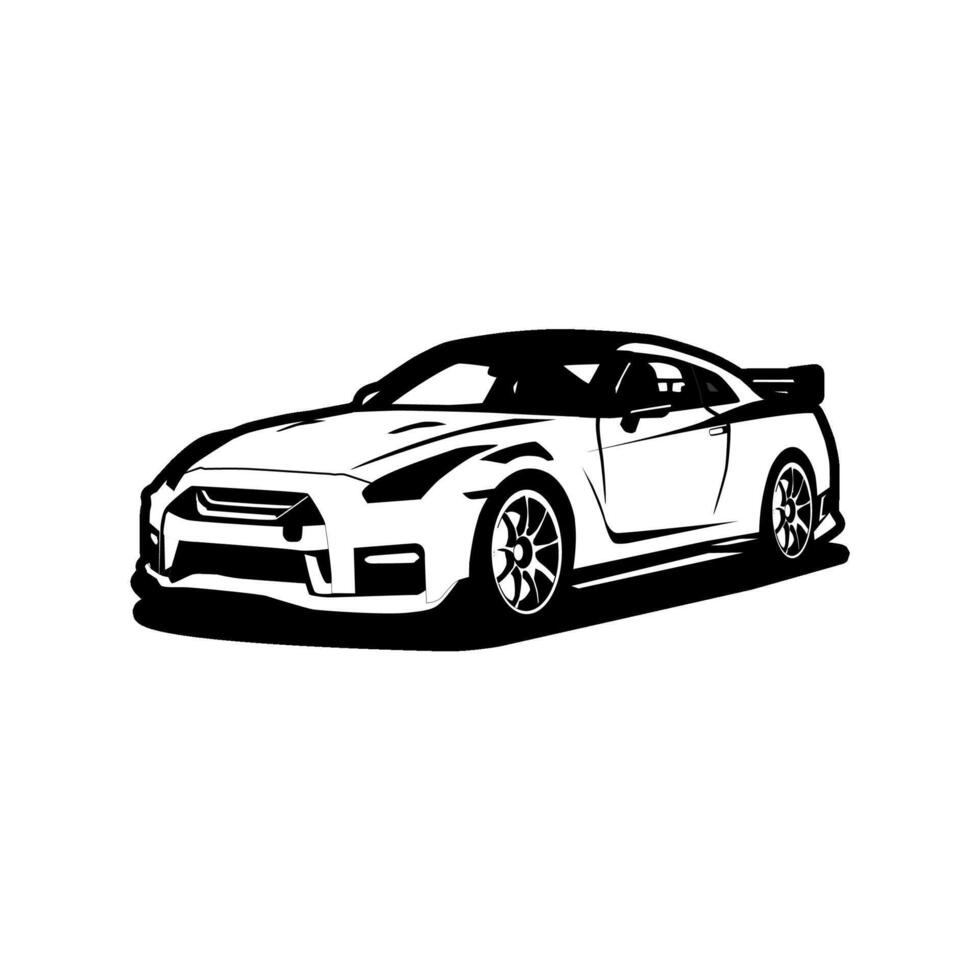sports car illustration monochrome style vector