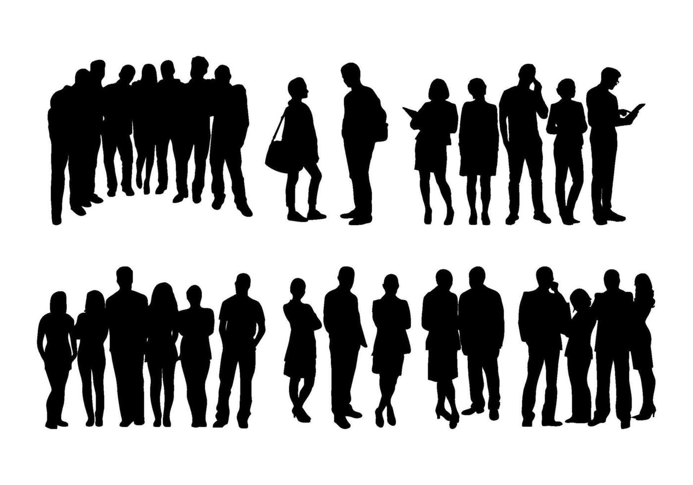 set of silhouettes businessman and woman vector