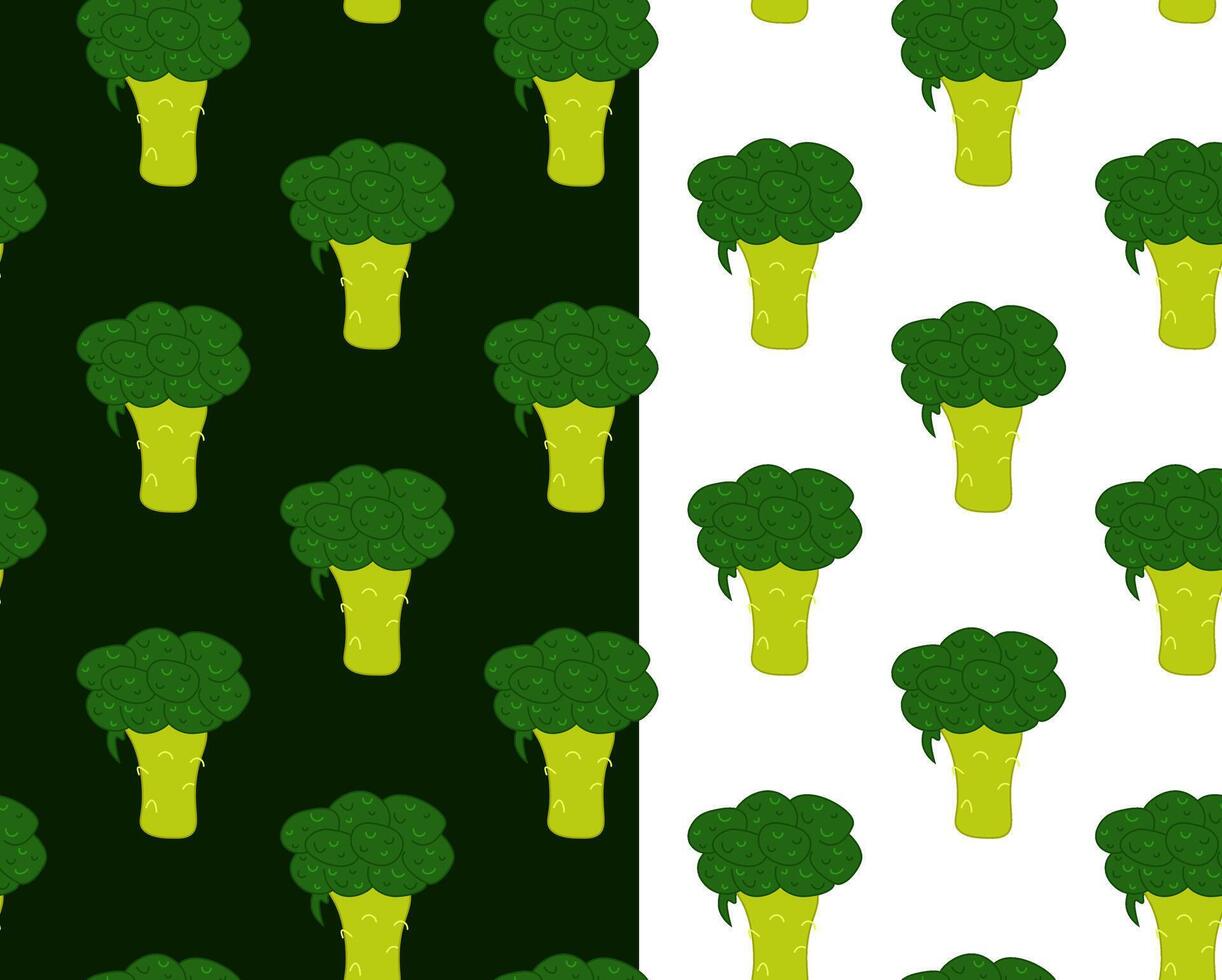 broccoli seamless pattern for fabric and other surfaces. flat illustration for food design, recipe, cook book, packages, menu, food ads and decor Eat green vector