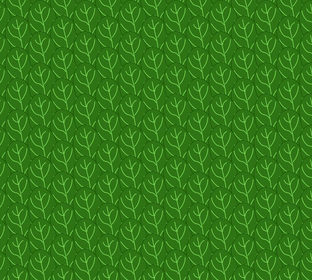 Spinach leaves seamless close up pattern. flat background Veggie plants green. illustration for package, kitchen design, fabric and textile. Eat green vector