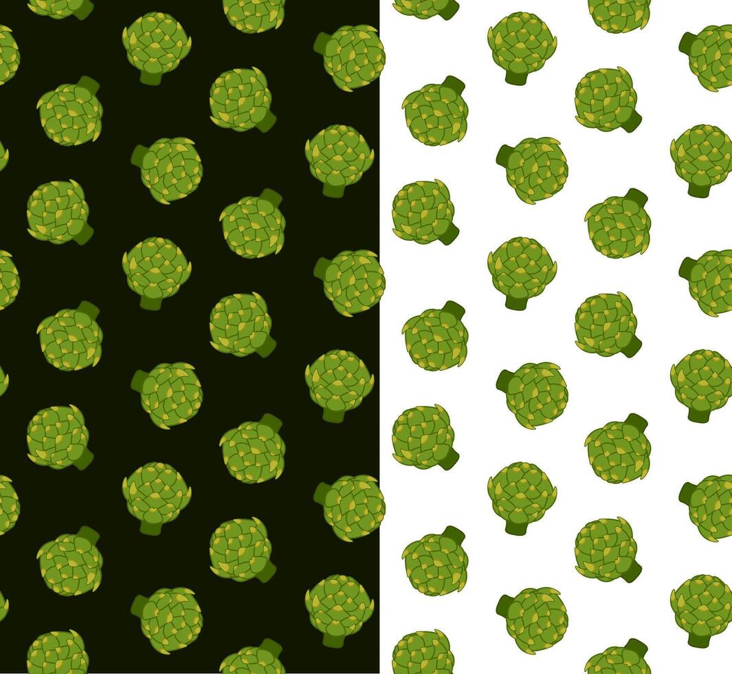 Artichokes seamless pattern on a black transparent background. flat concept of healthy food and ecological vegetables. Design for menu, package, cosmetic, textile. Eat green vector