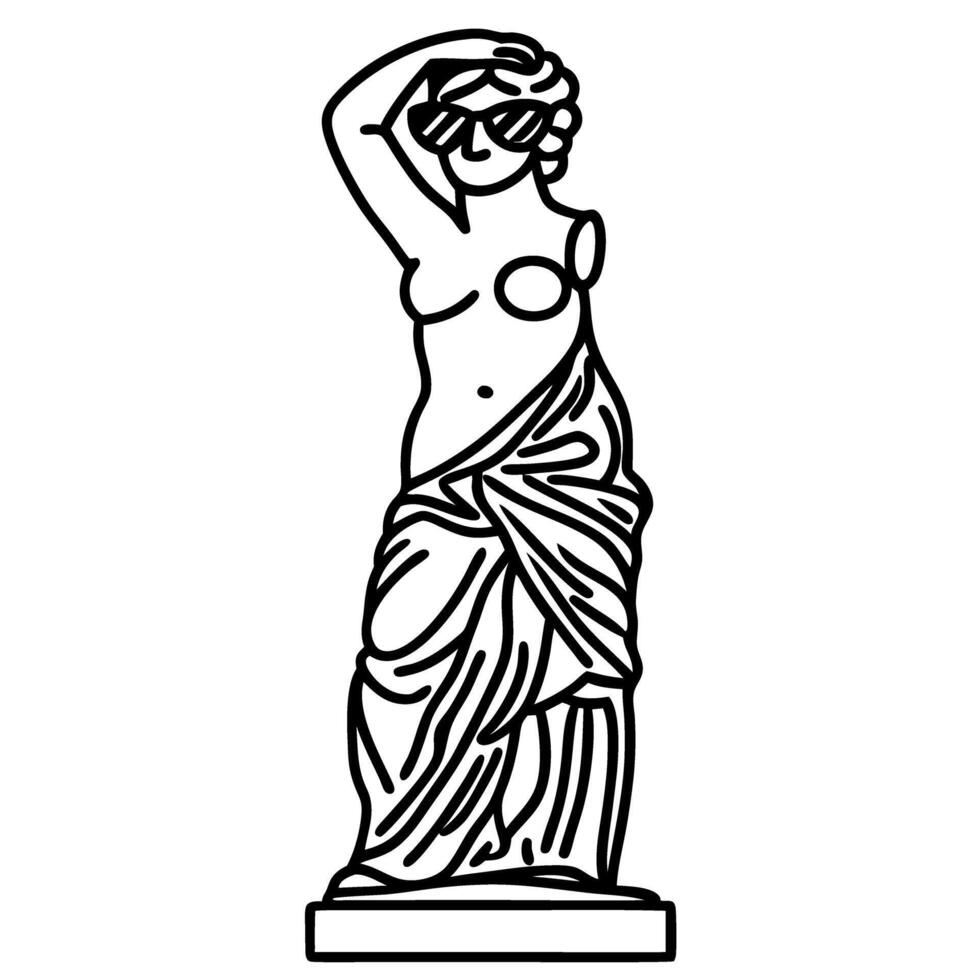 modern twist on classical art venus de milo with sunglasses, creativity meets classic sculpture vector