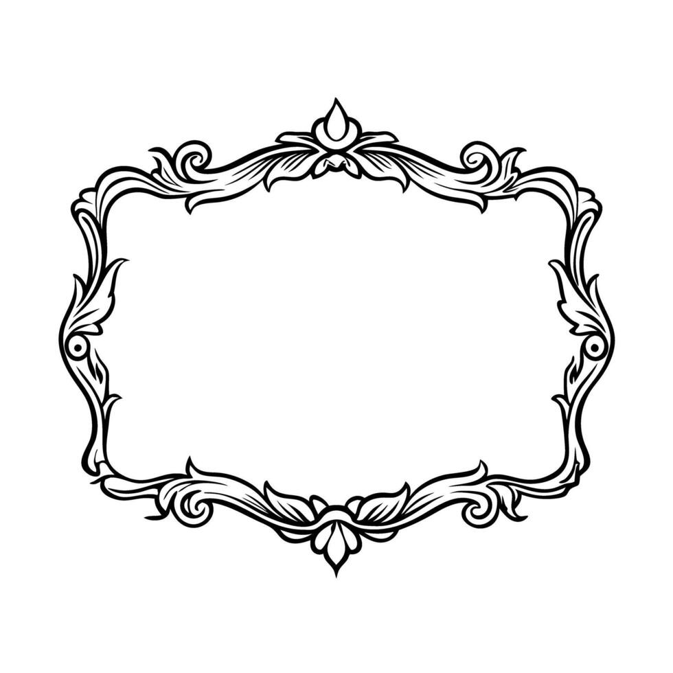 Vintage ornate decorative frame with intricate floral patterns and elegant symmetrical design vector