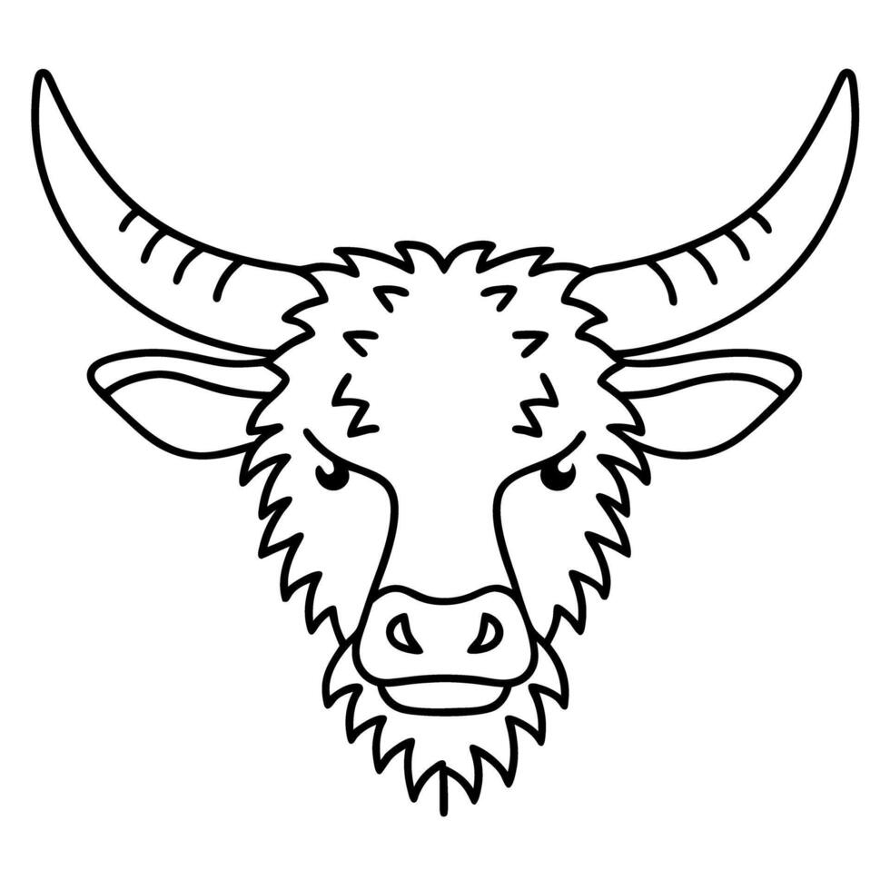 Minimalist yak head illustration with bold outline and simple features vector