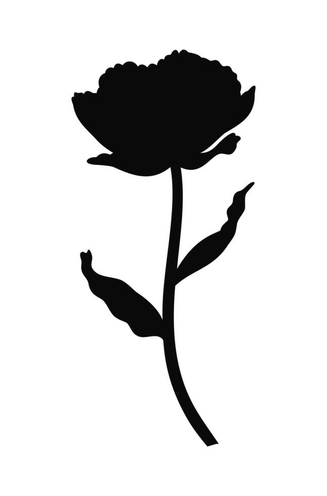 Tulip, elegant black silhouette. Beautiful flower, spring decor, simple minimal style. Drawing element for Easter, Mother Day, Canadian Tulip Festiva, illustration vector