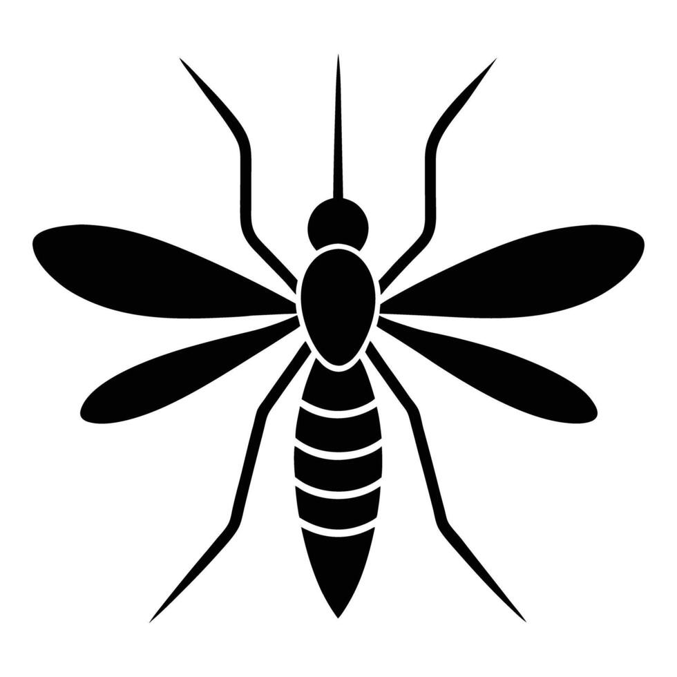 Black and white illustration of a mosquito. Perfect for pest control, health, and nature designs. vector
