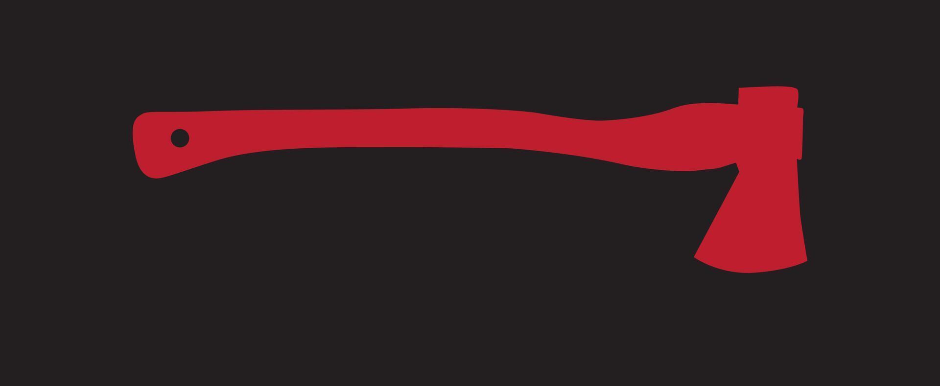 Red silhouette of axe on black background. Banner template for printing, print, game icons of shooters and action games, military style, cold arms. vector