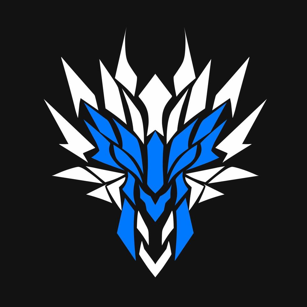 Illustration design template logo head dragons blue color vector