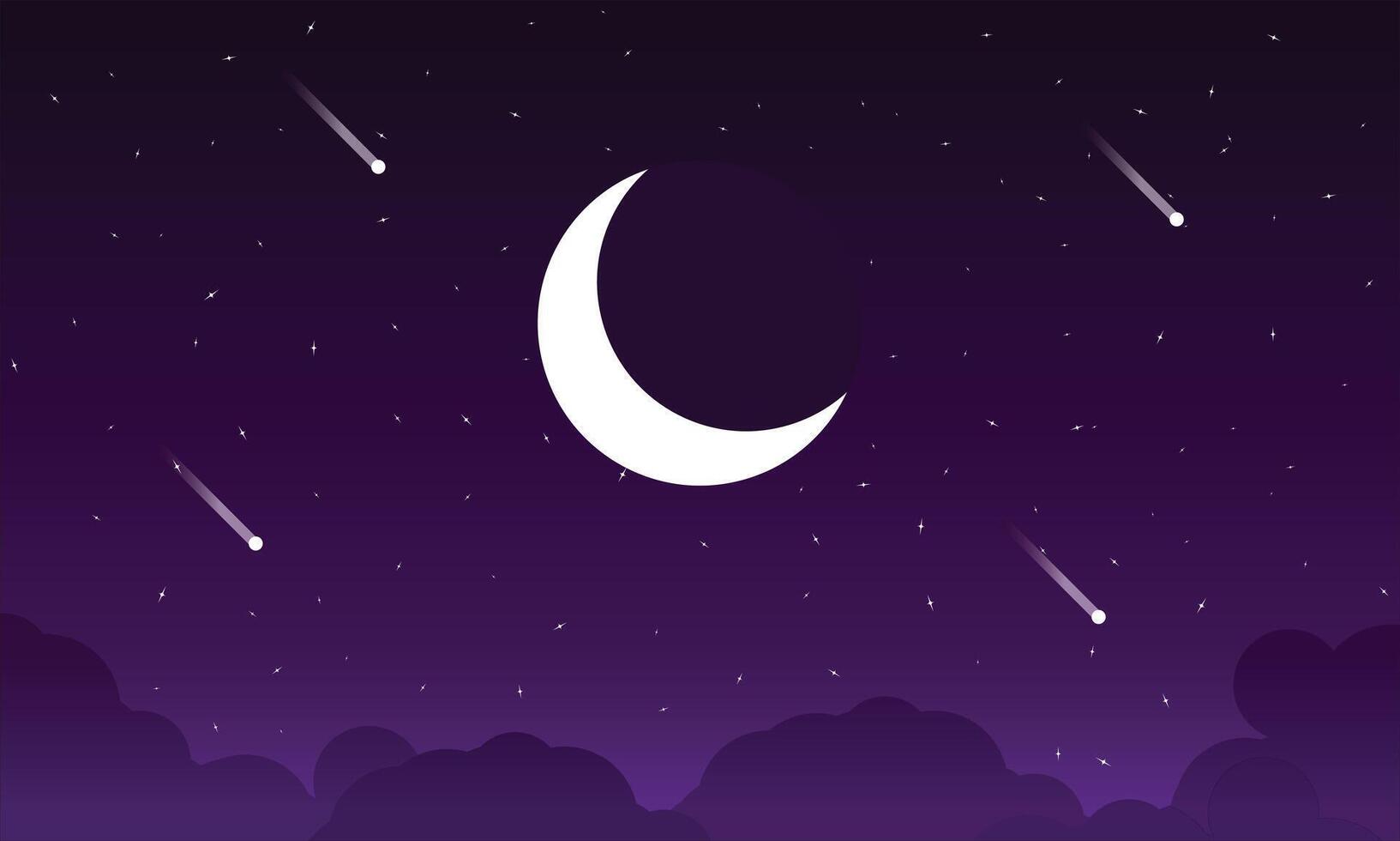 Night Sky Background with Moon and Shooting Star vector