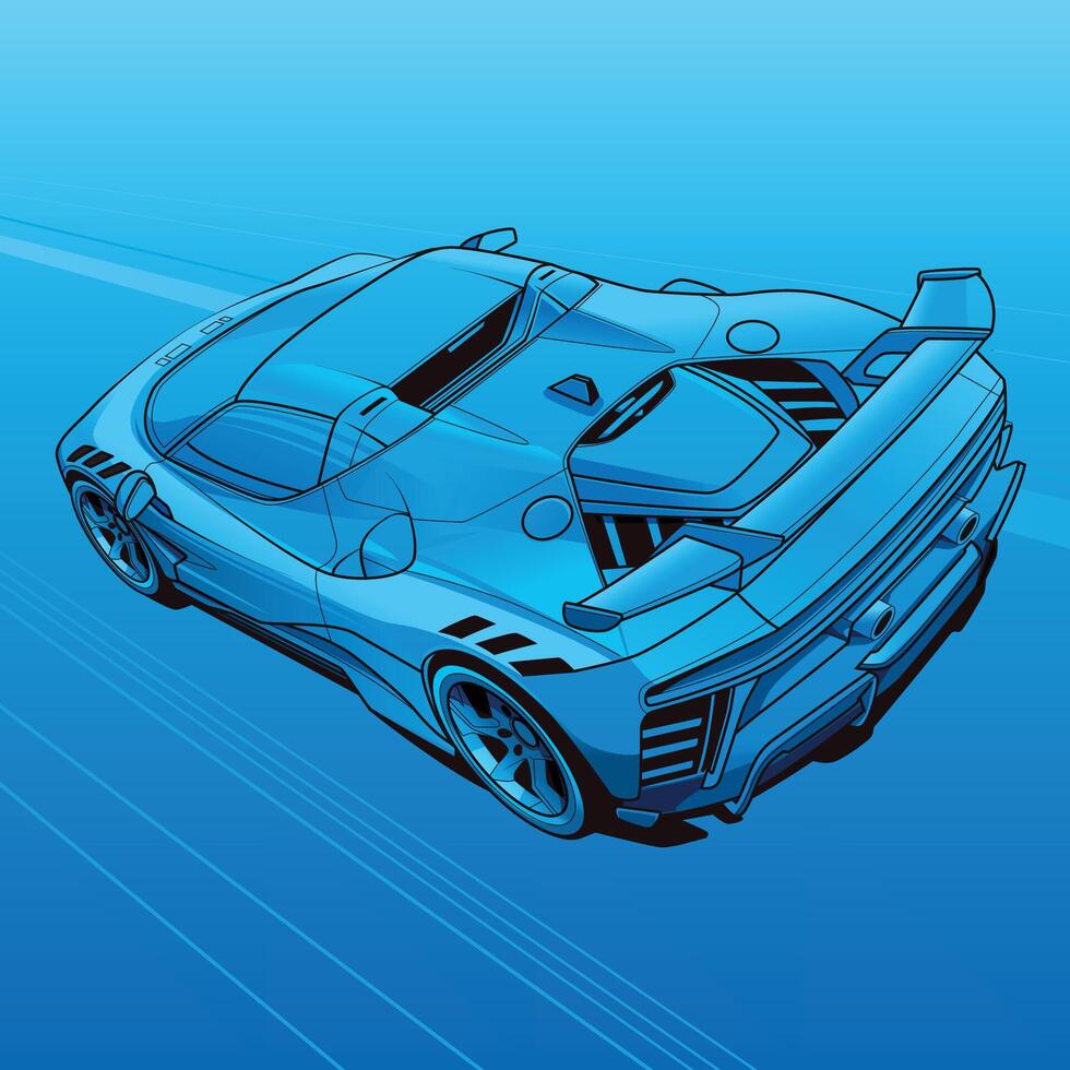 Futuristic Supercar Rear View Illustration vector