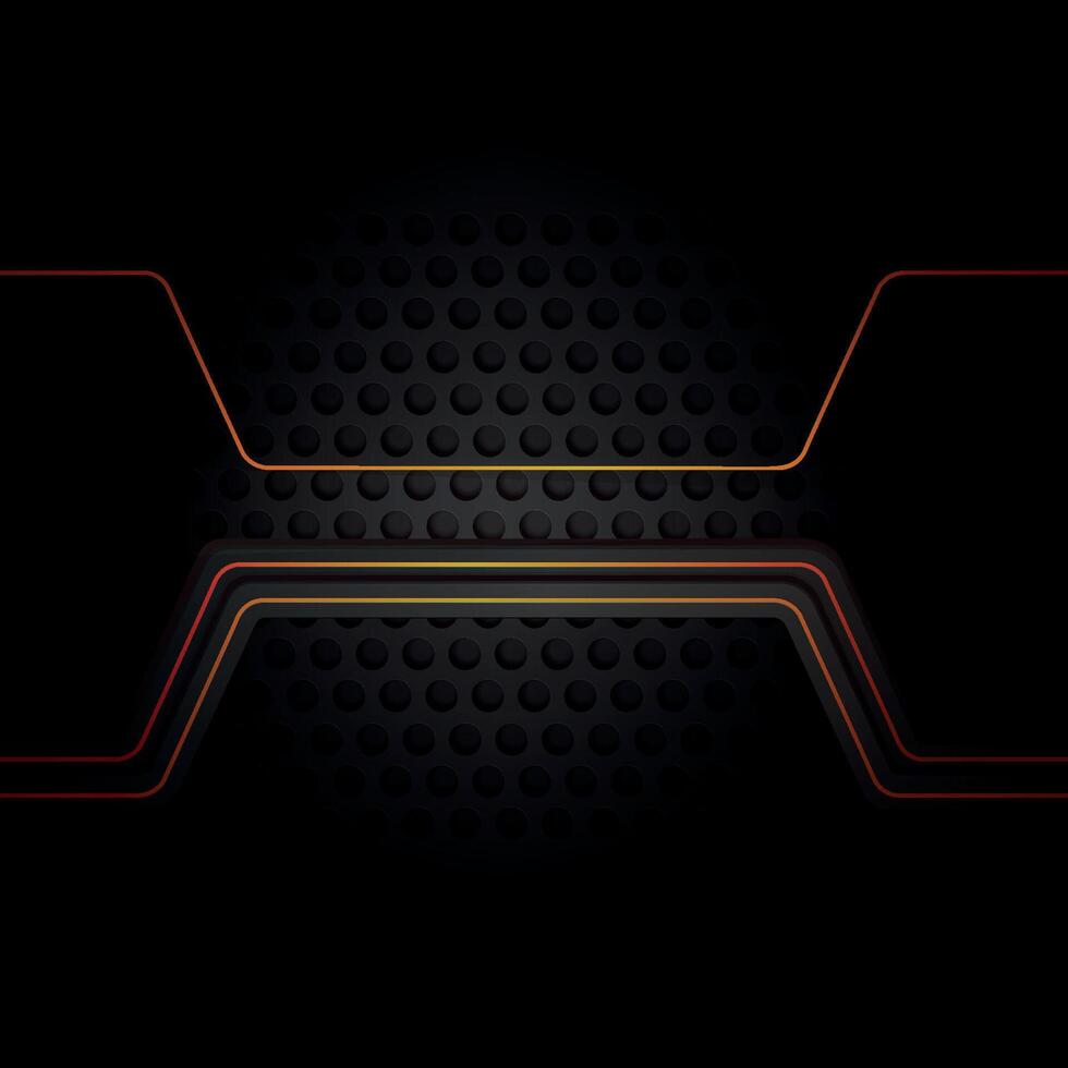 Dark Tech Background with Orange Lines vector