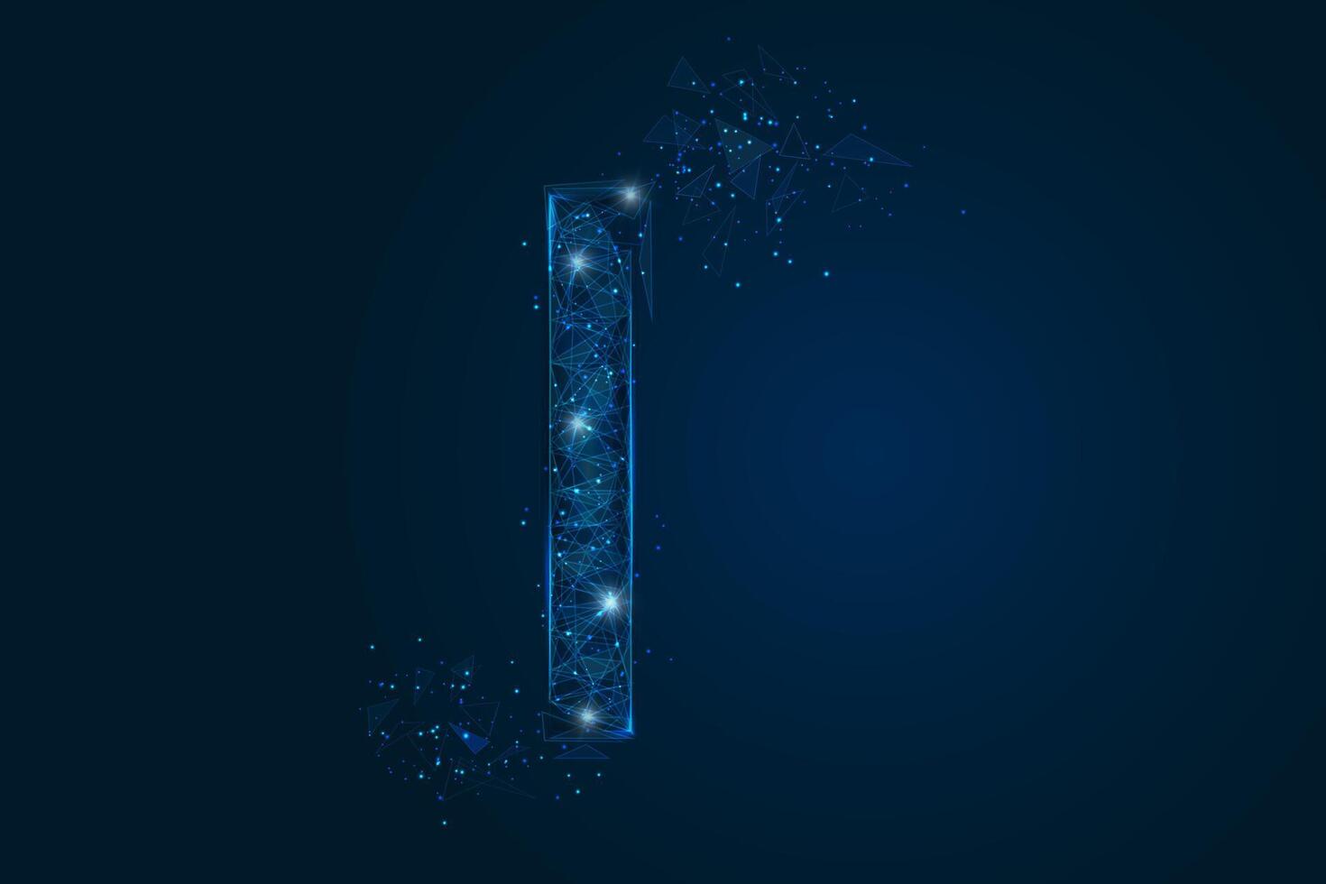 Abstract isolated blue image of a number one. Polygonal illustration looks like stars in the blask night sky in spase or flying glass shards. Digital design for website, web, internet vector