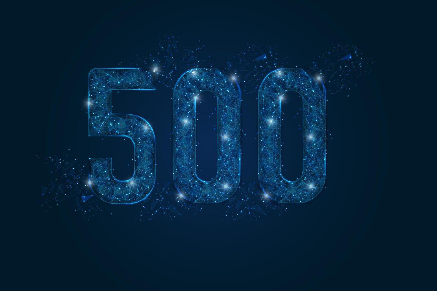 Abstract isolated blue image of 500 Internal server error concept. Polygonal low poly wireframe illustration. Website error, Network error, Cloud computing concept for landing page. vector