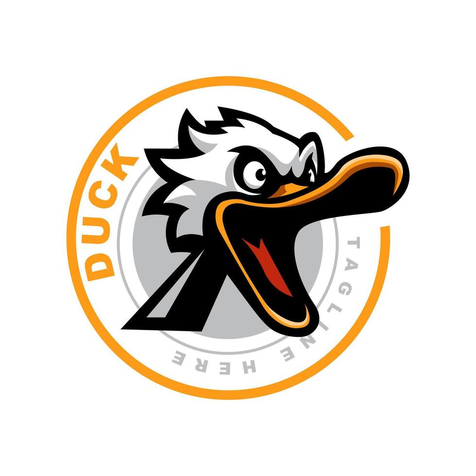 Happy duck mascot logo vector