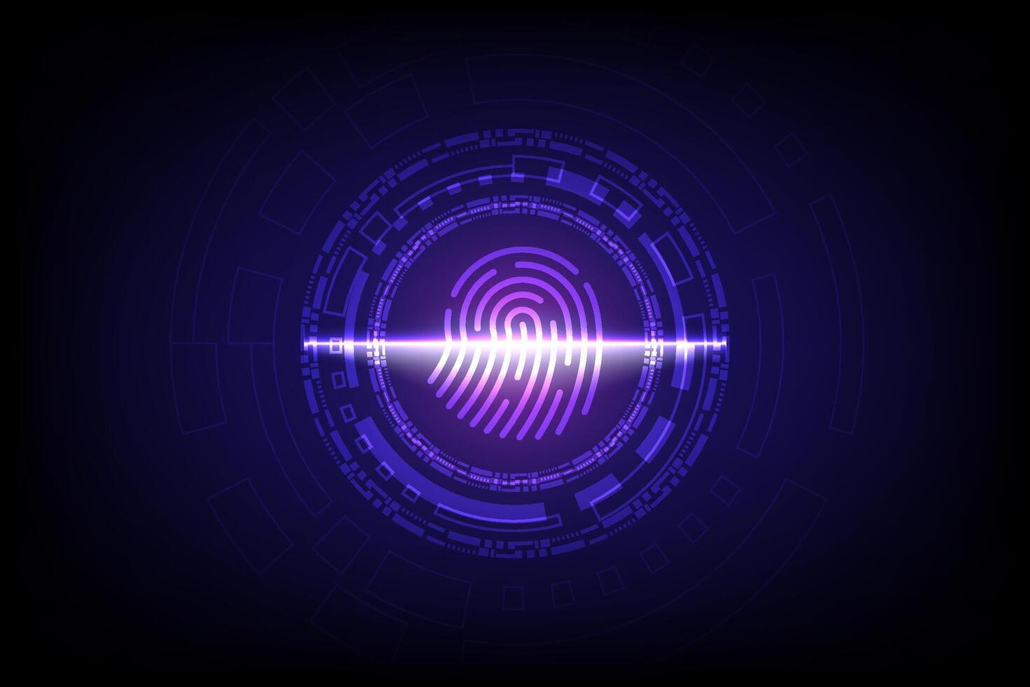 A hi-tech fingerprint scan symbolizes cyber security, blending futuristic design with advanced technology vector