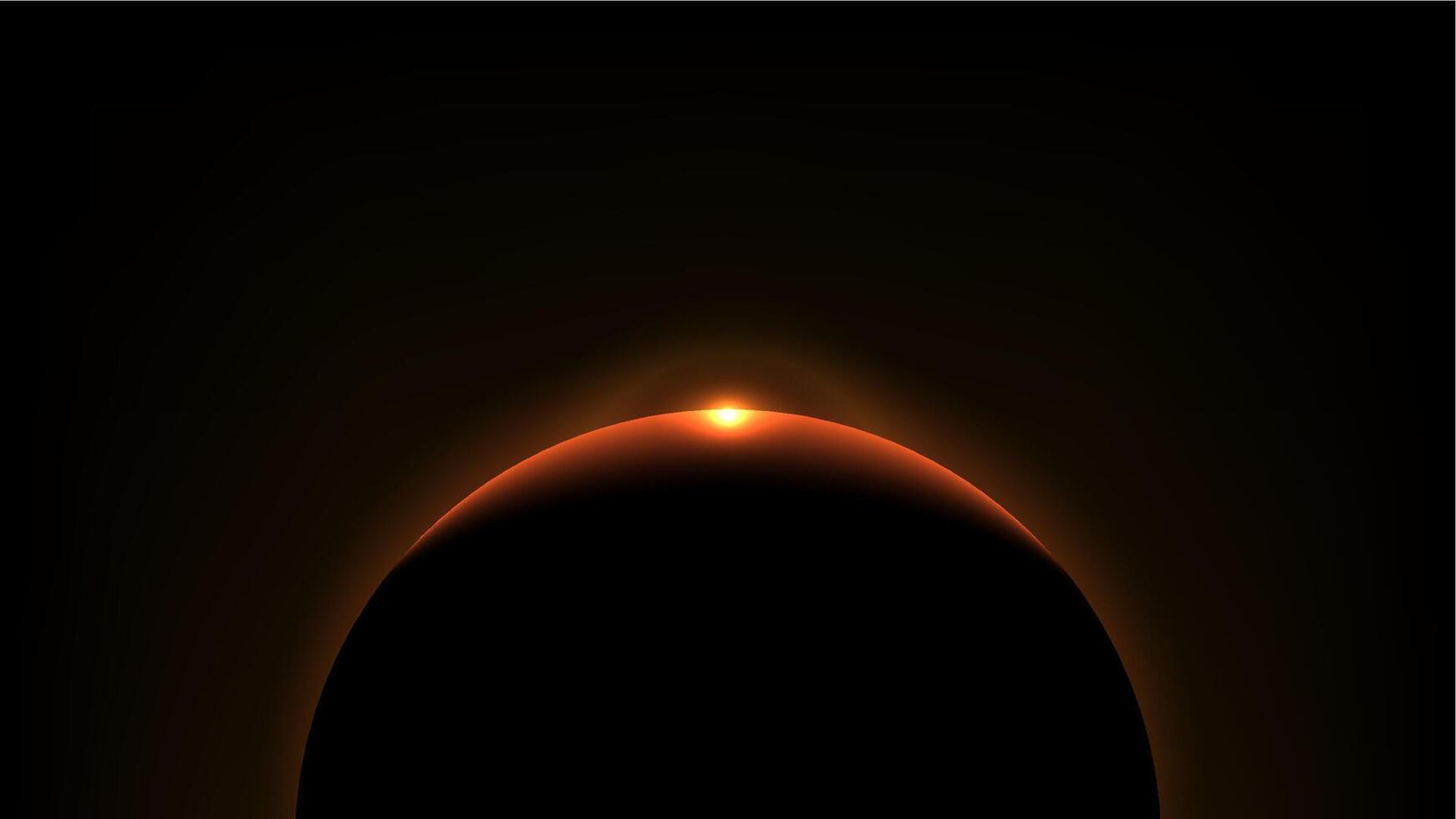 Planet Sunrise over the globe and glowing orange flare on the horizon vector