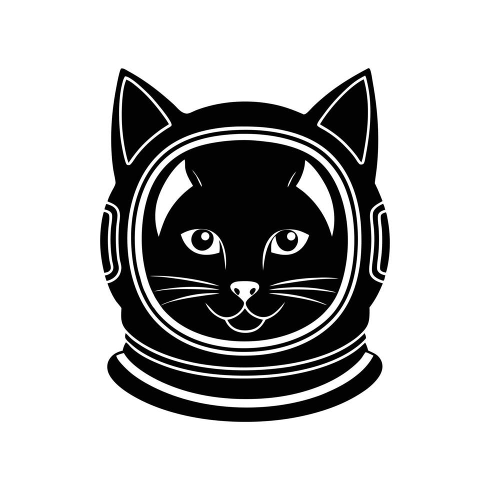 Cosmic Kitty A captivating black cat wearing an astronaut helmet, gazing out towards an expansive space, embodying dreams and exploration. vector