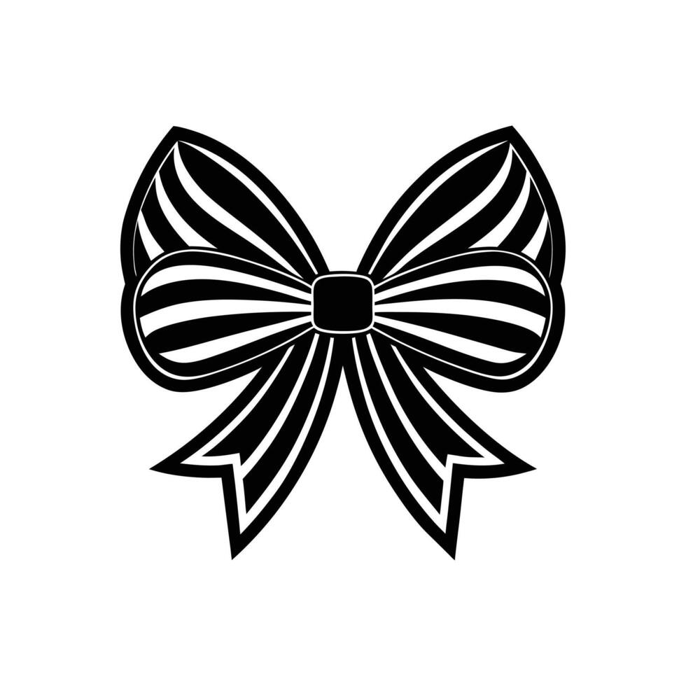 Elegant Bow A beautifully crafted bow, perfect for adding a touch of sophistication to any occasion, with lines. The monochrome design accentuates the graceful shape, symbolizing elegance and gifts. vector