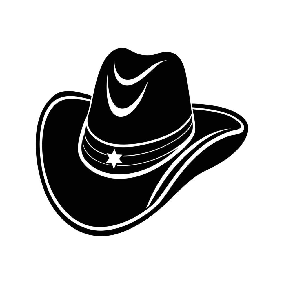 Western Wear Silhouette A simple black and white silhouette of a classic cowboy hat, evoking the spirit of the Wild West and adventure. vector