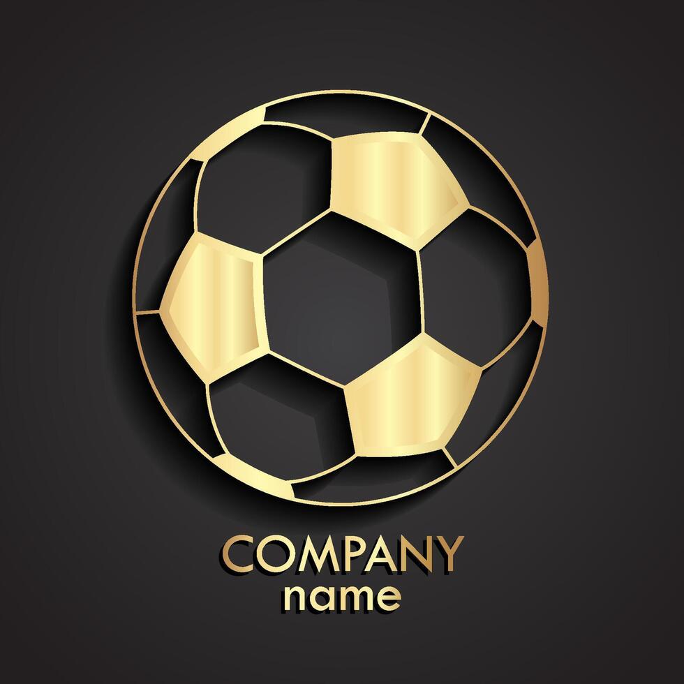 3d football ball shape golden logo soccer sport symbol vector