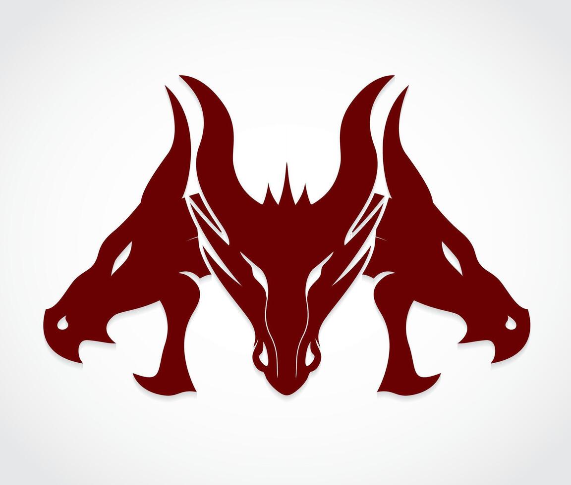 dragon heads simple logo design vector